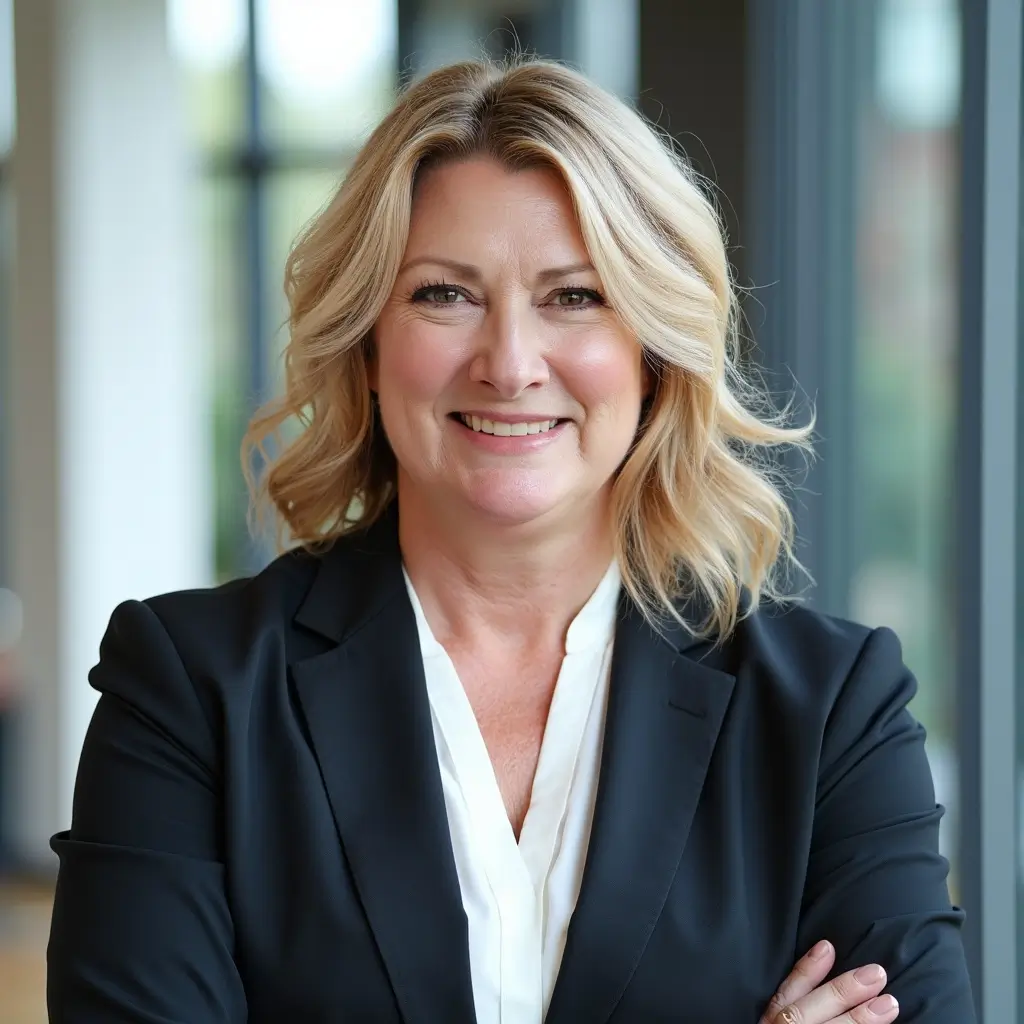 A woman in black jacket with arms crossed.